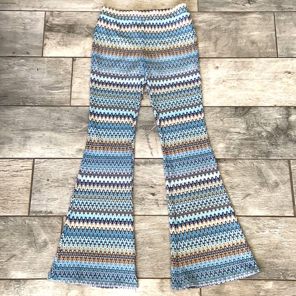 Joe B 70s Crochet Chevron Bell Bottom Flare Pants